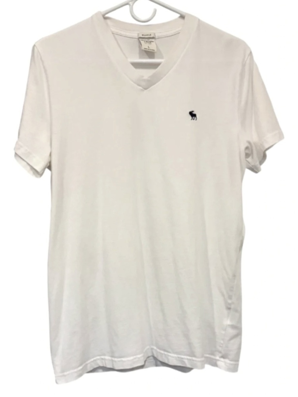 Abercrombie & Fitch men's white V-neck T-shirt